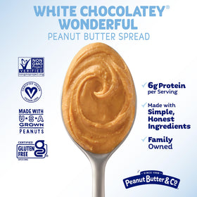 Peanut Butter & Co. White Chocolatey Wonderful as a baking ingredient in a bowl.