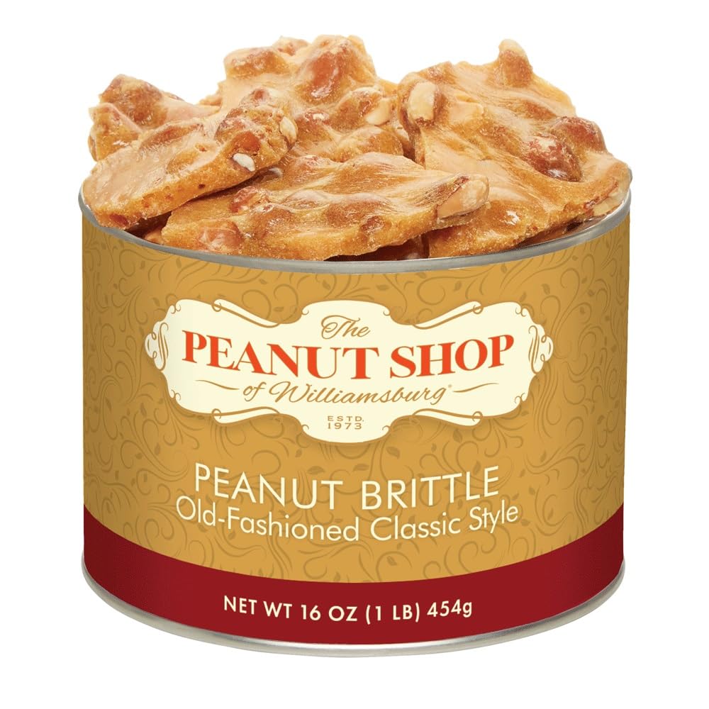 The Peanut Shop of Williamsburg old-fashioned brittle tin for gifting or sharing.