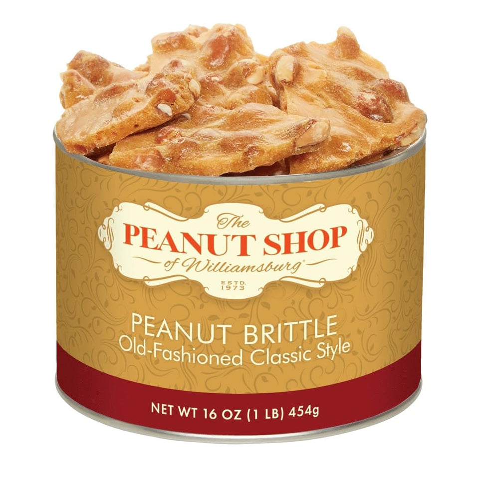 The Peanut Shop of Williamsburg old-fashioned brittle tin for gifting or sharing.