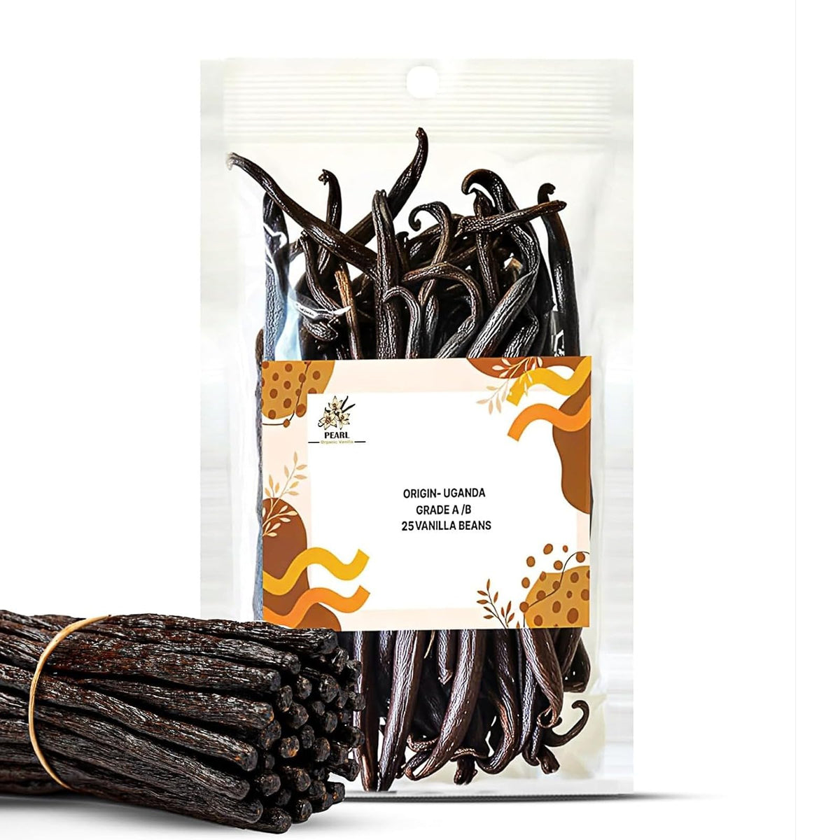 Pearl Organic Vanilla beans 5–6 inch pods ready for premium baking flavor.