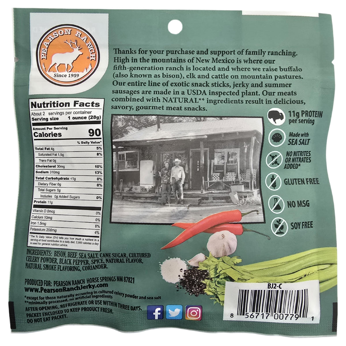 Pearson Ranch elk jerky closeup highlights bold flavor and protein.