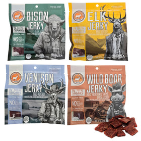 Pearson Ranch venison jerky 2-1oz bag shows on-the-go protein snack.