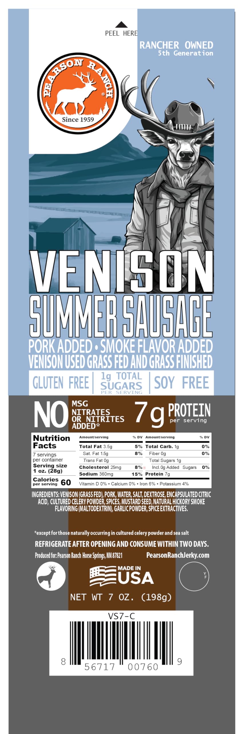 Pearson Ranch Venison Summer Sausage snack-ready for casual bites.