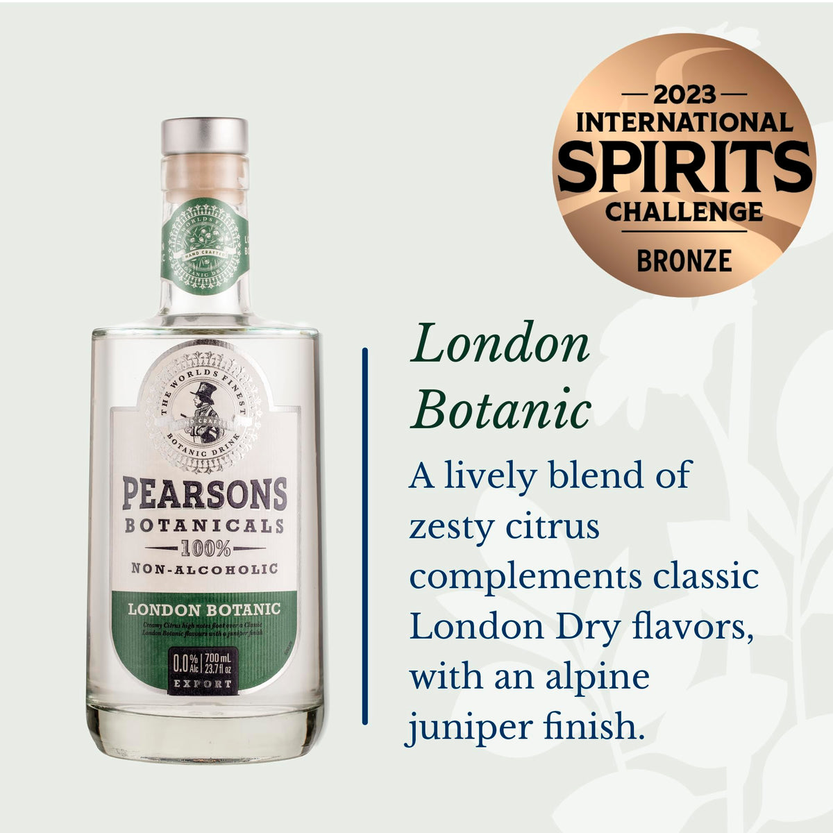 Pearsons Botanicals London Dry non-alcoholic gin with tonic, highlighting refreshing balance.