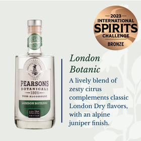 Pearsons Botanicals London Dry non-alcoholic gin with tonic, highlighting refreshing balance.