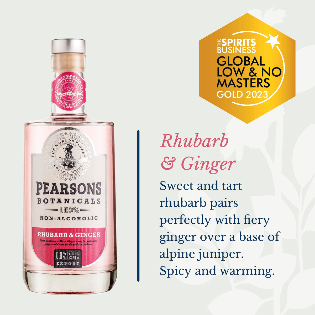 Pearsons Rhubarb & Ginger glass close-up reveals fruity aroma and warming spice.