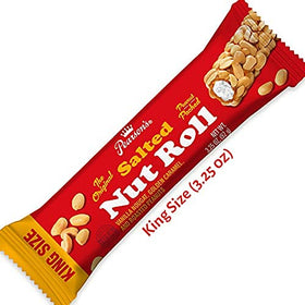 Pearson's King Original Salted Nut Roll bars lined up, ready for quick on-the-go snacking.