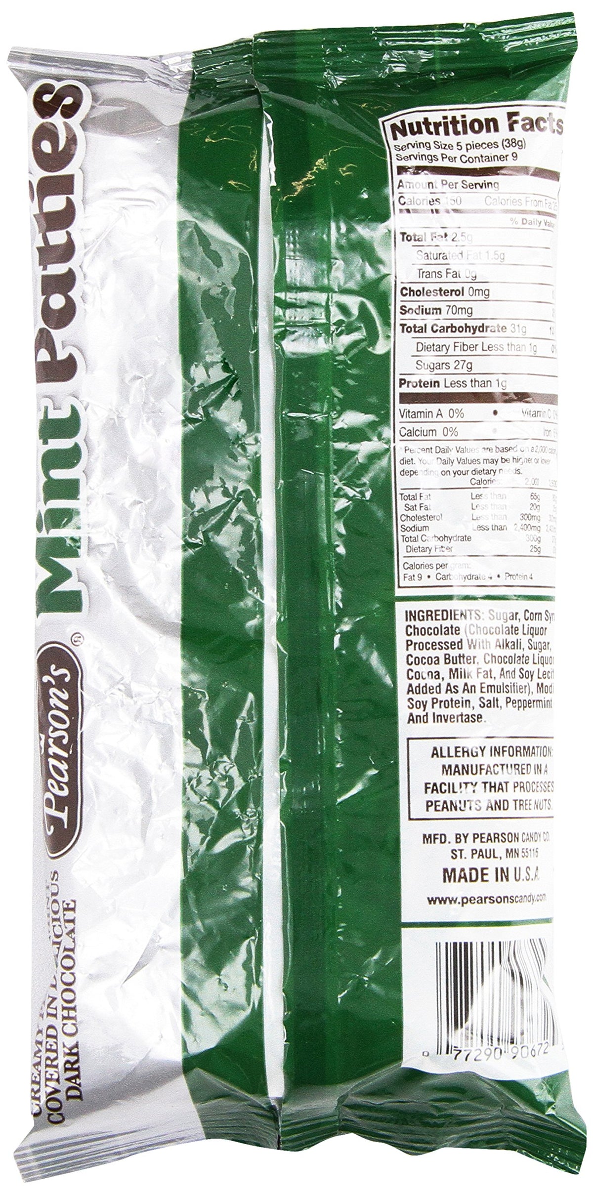 Pearson's Mint Patties chocolate-coated mint closeup highlights a refreshing indulgence.