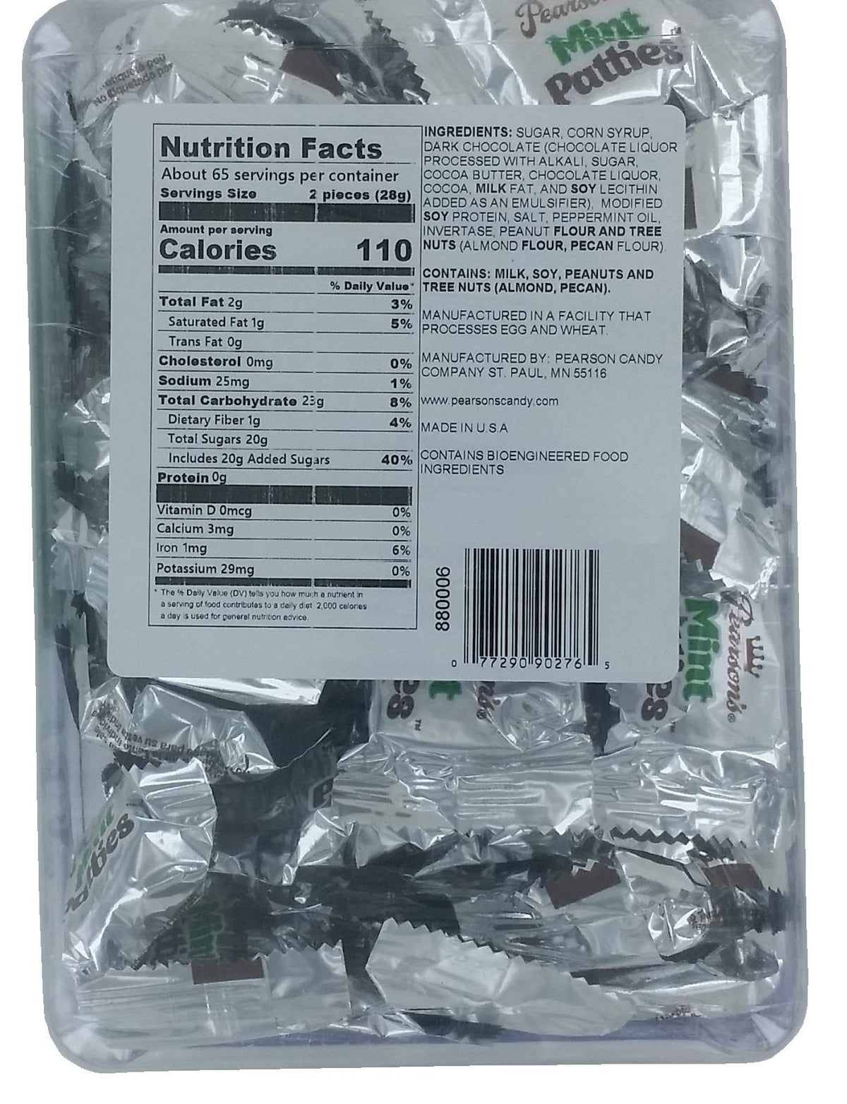 Pearson's Mint Patties close-up of wrappers, highlighting individually wrapped freshness.