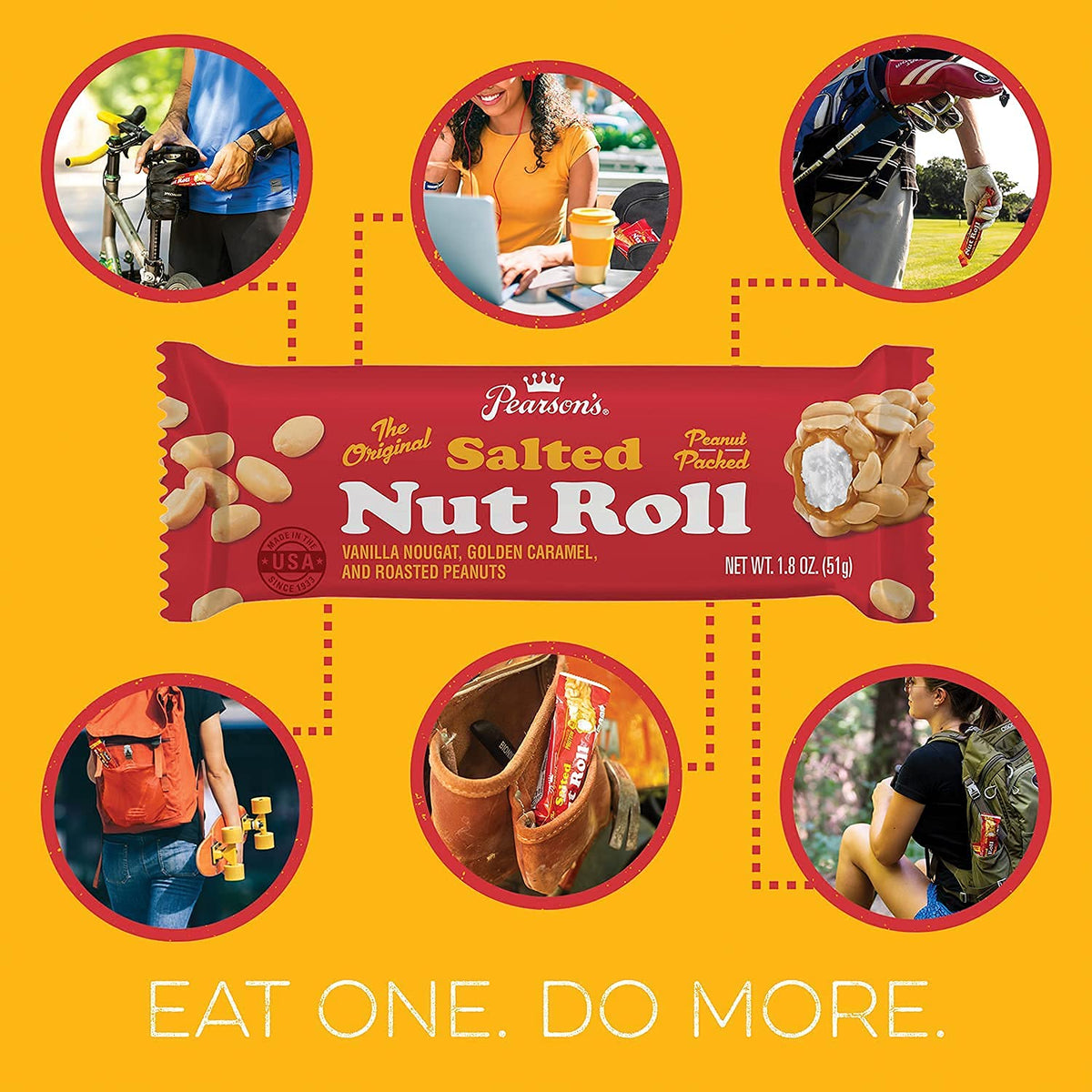 Pearson's Original Salted Nut Roll bars inside the box, ideal for sharing.