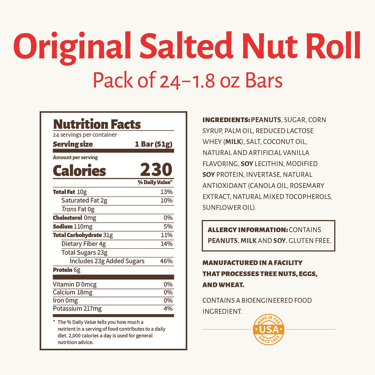 Pearson's Original Salted Nut Roll bulk 24-count box, easy to share.
