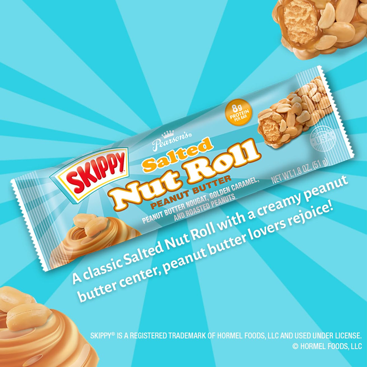 Pearson's SKIPPY Salted Nut Roll bulk box enables easy bulk snacking and sharing.