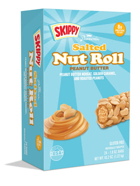 Pearson's SKIPPY Salted Nut Roll with crunchy roasted peanuts for a satisfying snack.