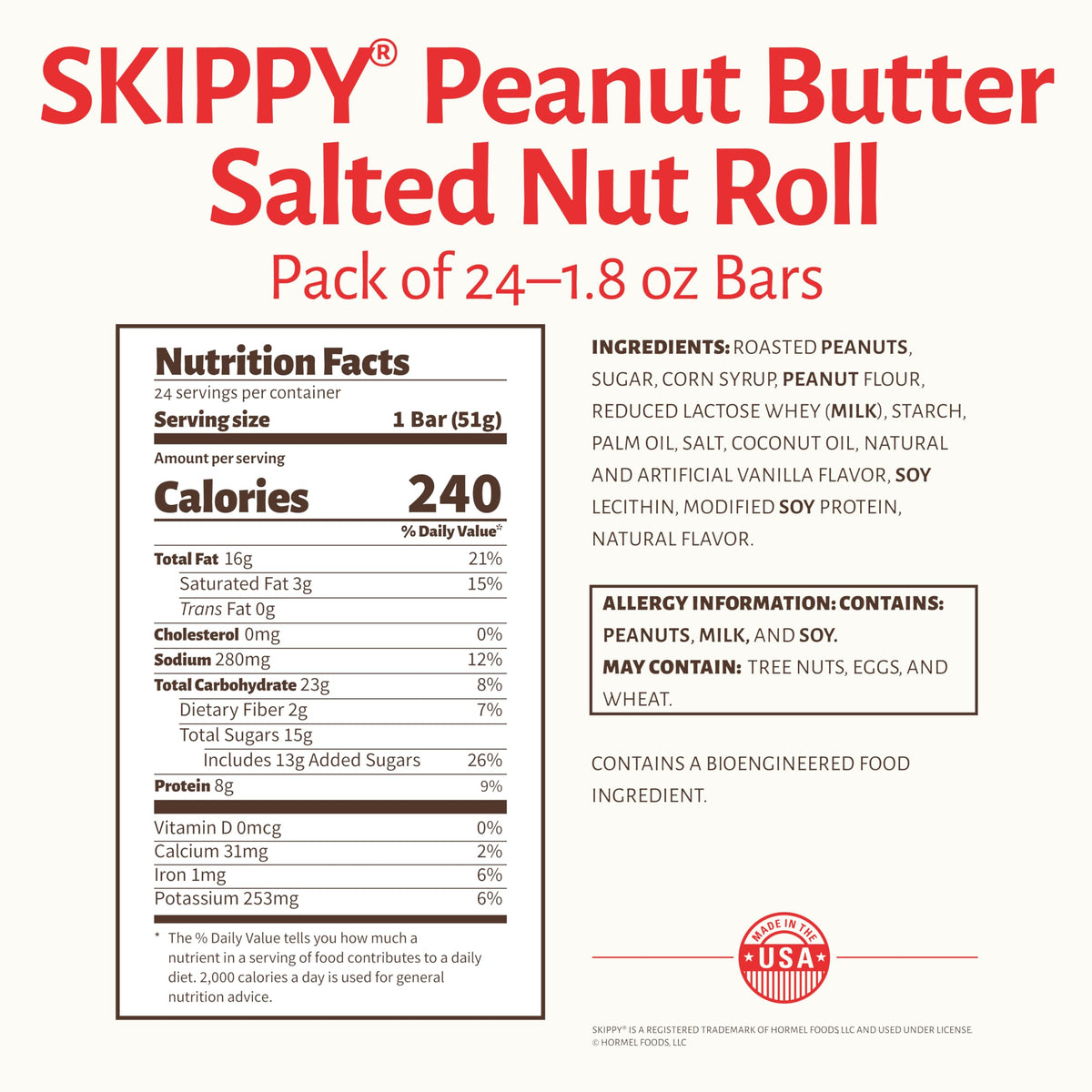 Pearson's SKIPPY Salted Nut Roll individually wrapped bars for portable snacking.