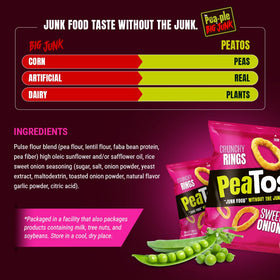 PeaTos Crunchy Rings Sweet Onion close-up reveals crisp, satisfying texture