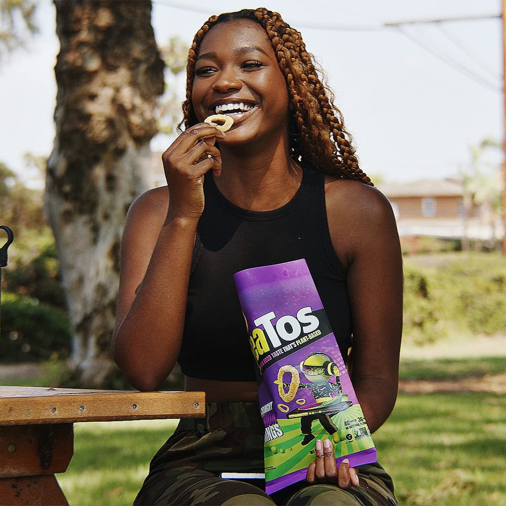 PeaTos gluten-free, non-GMO packaging signals a clean option.