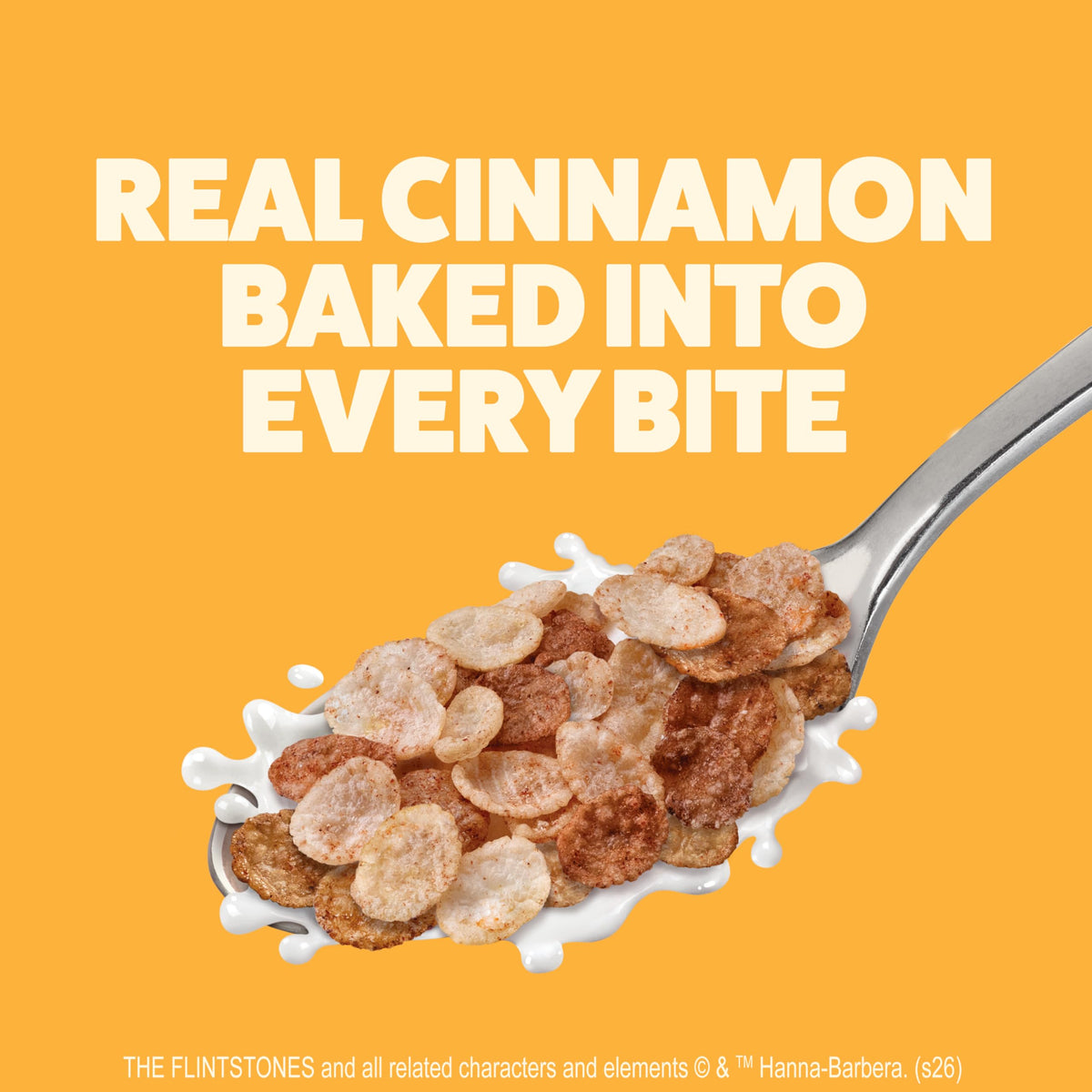 Pebbles Cinnamon cereal cup breakfast serve image, ready to eat