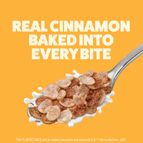 Pebbles Cinnamon cereal cup breakfast serve image, ready to eat