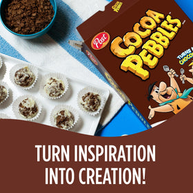 Pebbles Cocoa PEBBLES as a dessert topping add chocolate crunch to treats