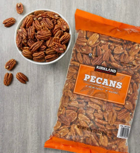 Pecan halves prepared for desserts and baking with a rich, nutty aroma.