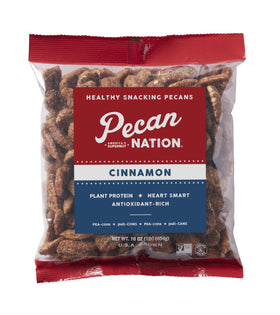 Pecan Nation cinnamon roasted Georgia pecan halves 16oz bag, snack-ready and antioxidant-rich