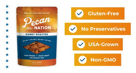 Pecan Nation Georgia pecans from fifth-generation farmers on a farm-inspired scene.