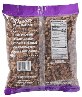 Close-up of Pecan Nation maple pecans with glossy maple glaze.