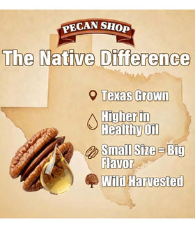 Pecan Shop organic sprouted pecans highlight natural crunch and aroma.