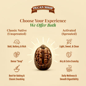 Pecan Shop wild-harvest pecans showcasing rugged flavor and natural crunch.