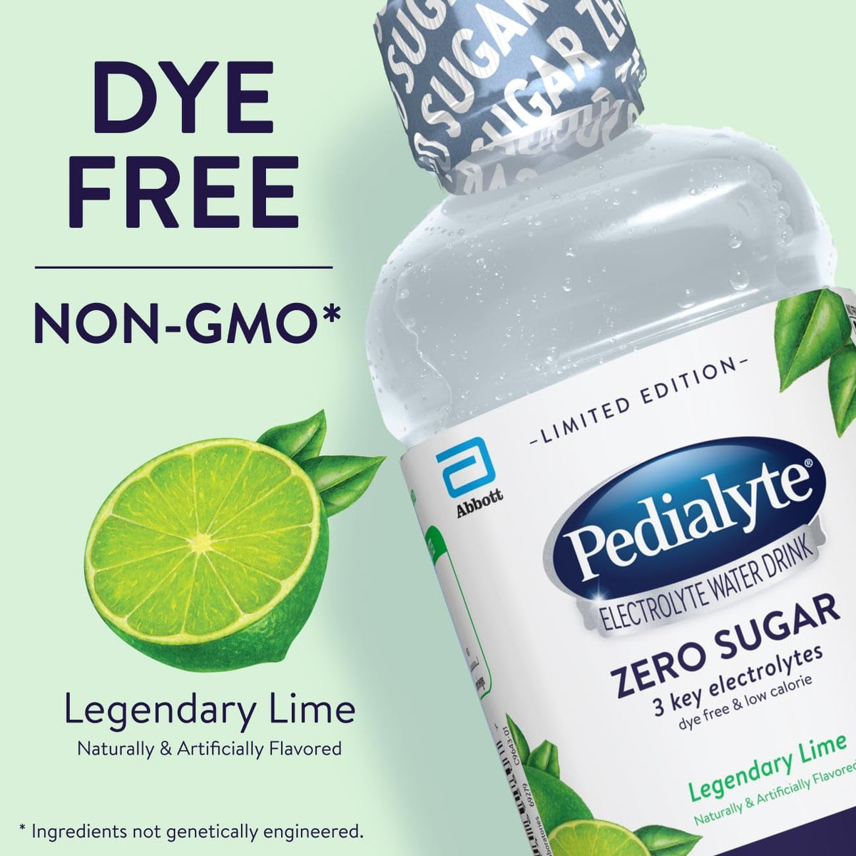 Five calories per serving Pedialyte bottle supports light hydration during workouts.