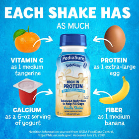 PediaSure SideKicks Vanilla 24-pack box ready for family meals and snacks.