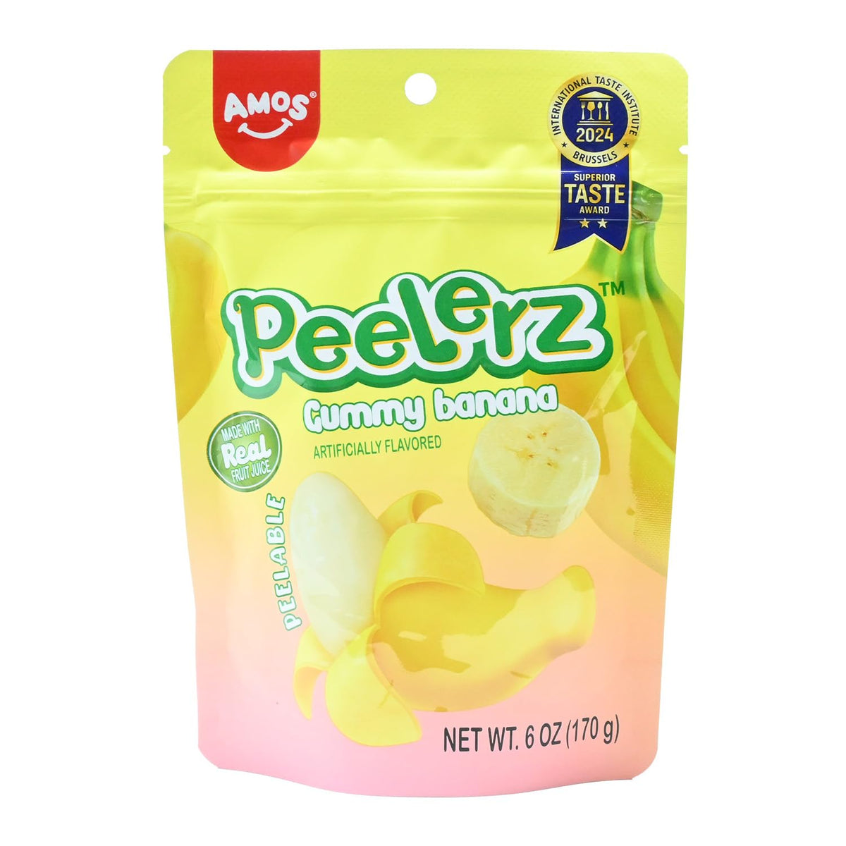 Peelerz gummy banana bag with real fruit juice for a fruity, chewy snack