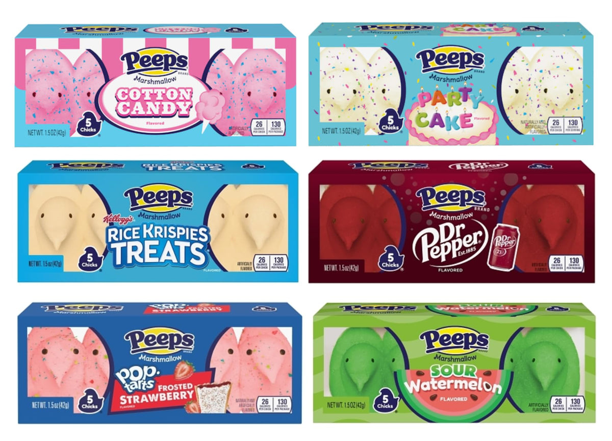 Peeps Chicks Dr Pepper flavor close-up for bold snacking moments.