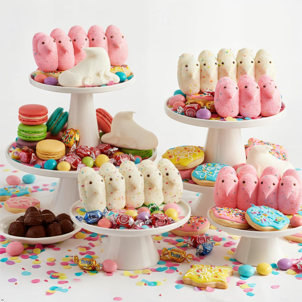 Assorted PEEPS marshmallow chicks arranged for Easter baskets and festive desserts.