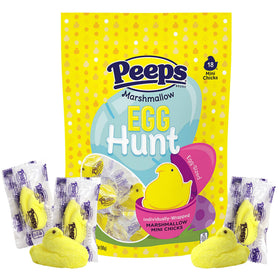 Peeps mini yellow chicks fluffy marshmallow texture appeals to kids.