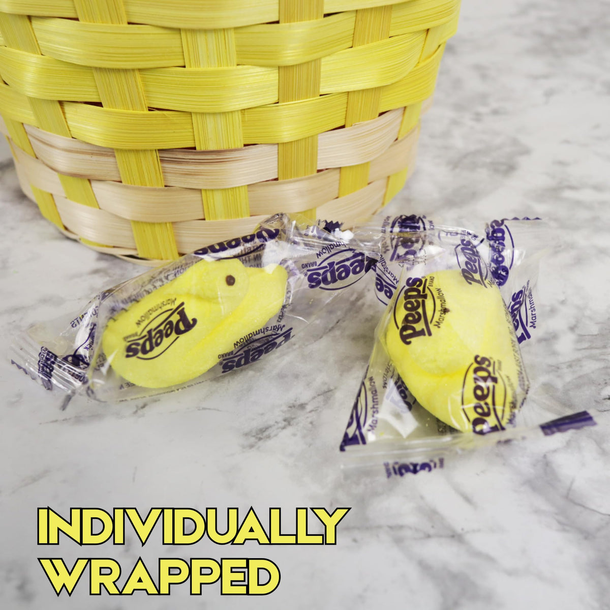 Peeps mini yellow chicks individually wrapped for freshness.