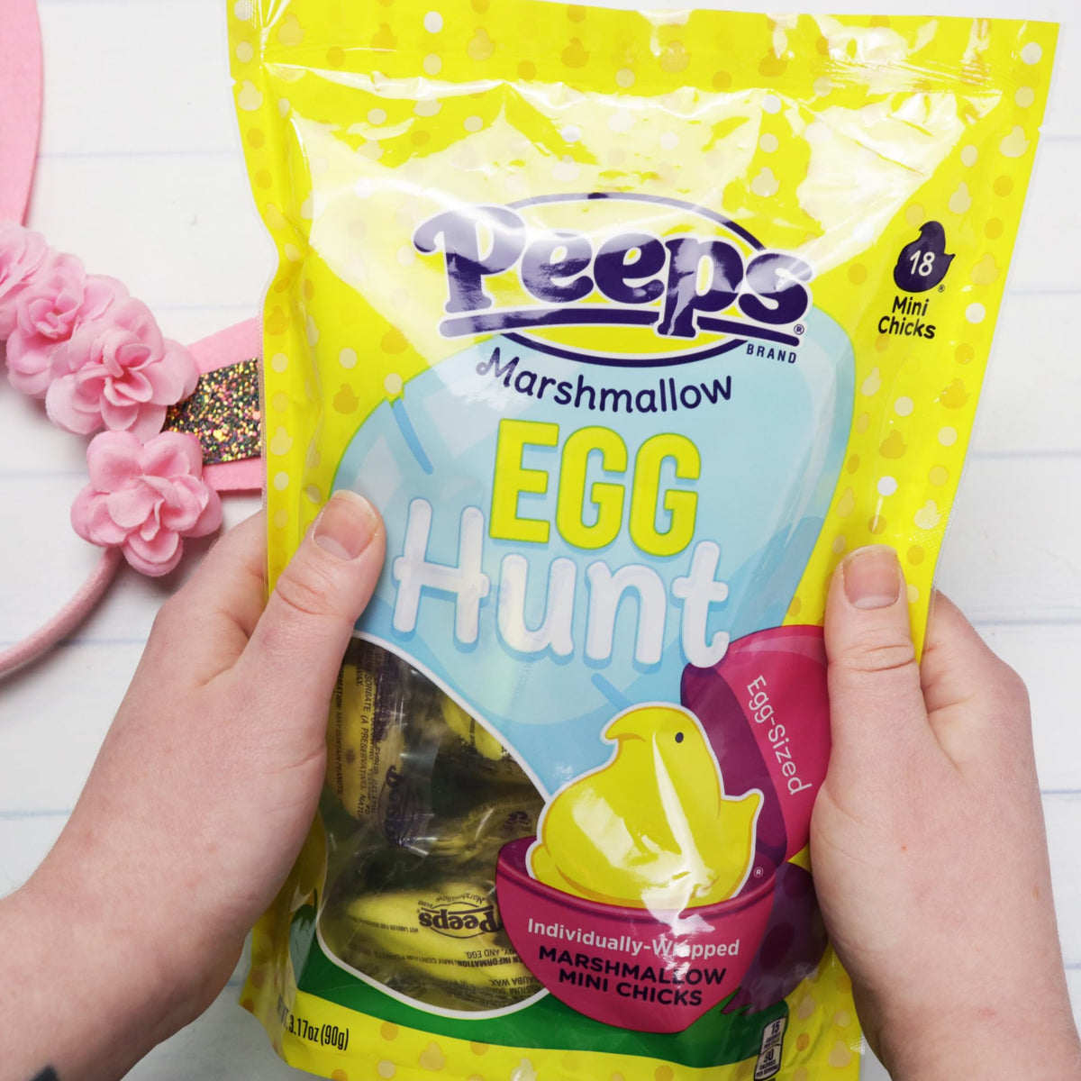 Peeps mini yellow chicks table decor for spring celebrations.