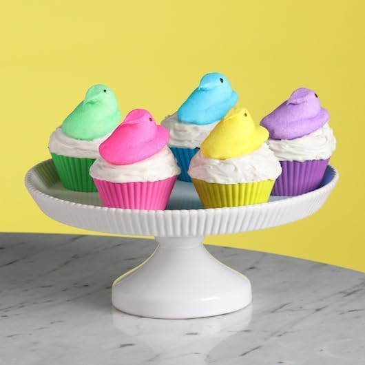 Peeps yard egg hunt scene featuring bright wrappers and treats