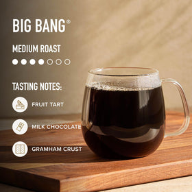 Peet's Big Bang pod closeup showing smooth, medium roast profile.