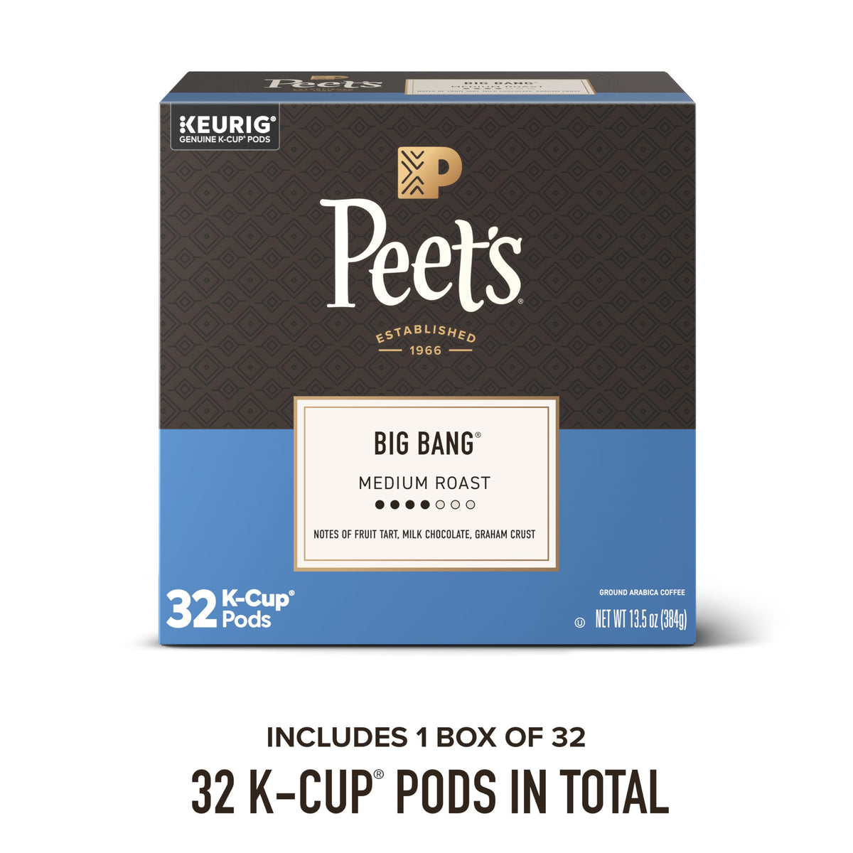 Peet's Big Bang pods in cup capturing bold yet balanced flavor.