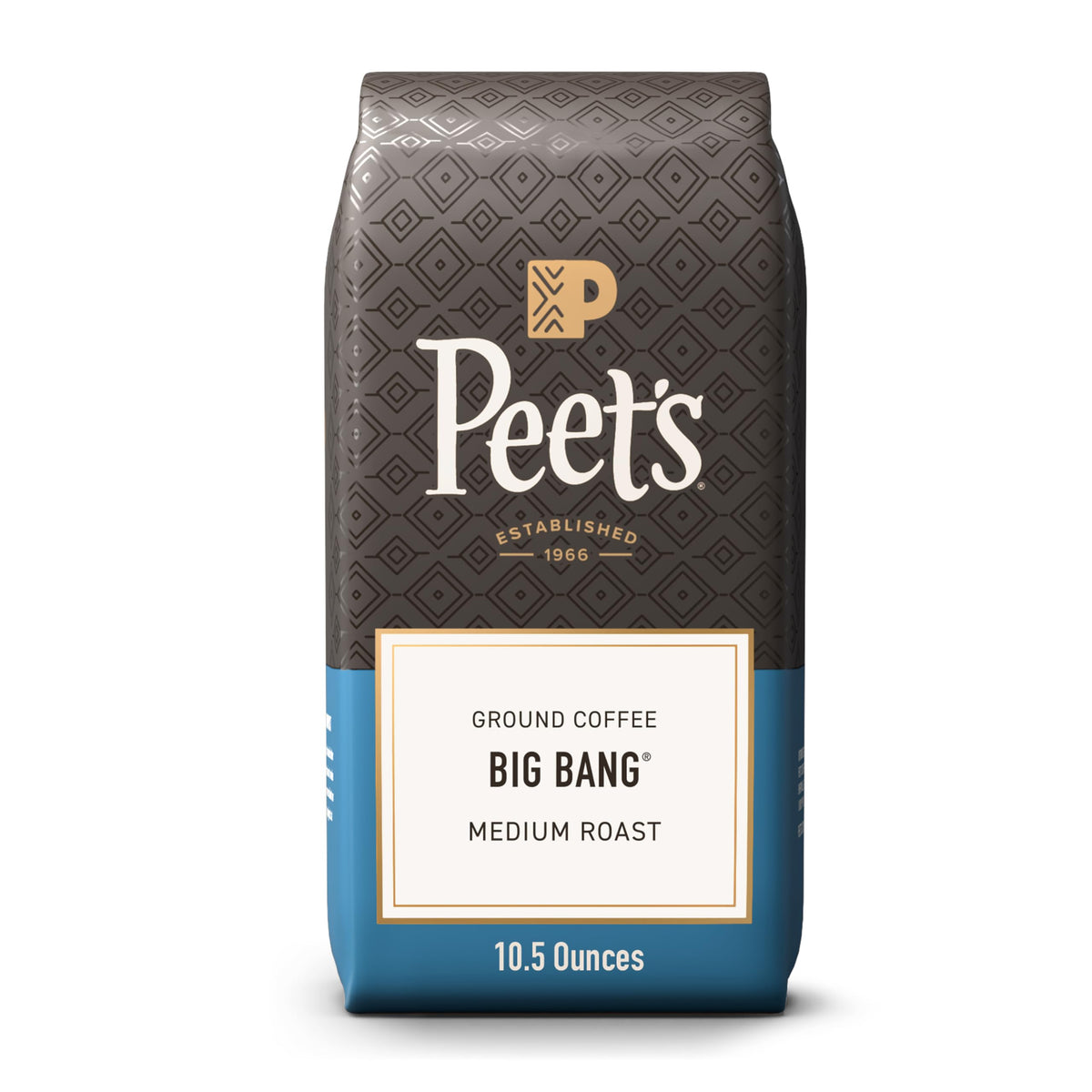 Peet's Big Bang ground coffee bag-front highlighting premium Arabica blend for a bold aromatic cup.