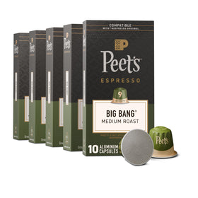 Peet's Big Bang pack front with five boxes for bold at-home espresso.