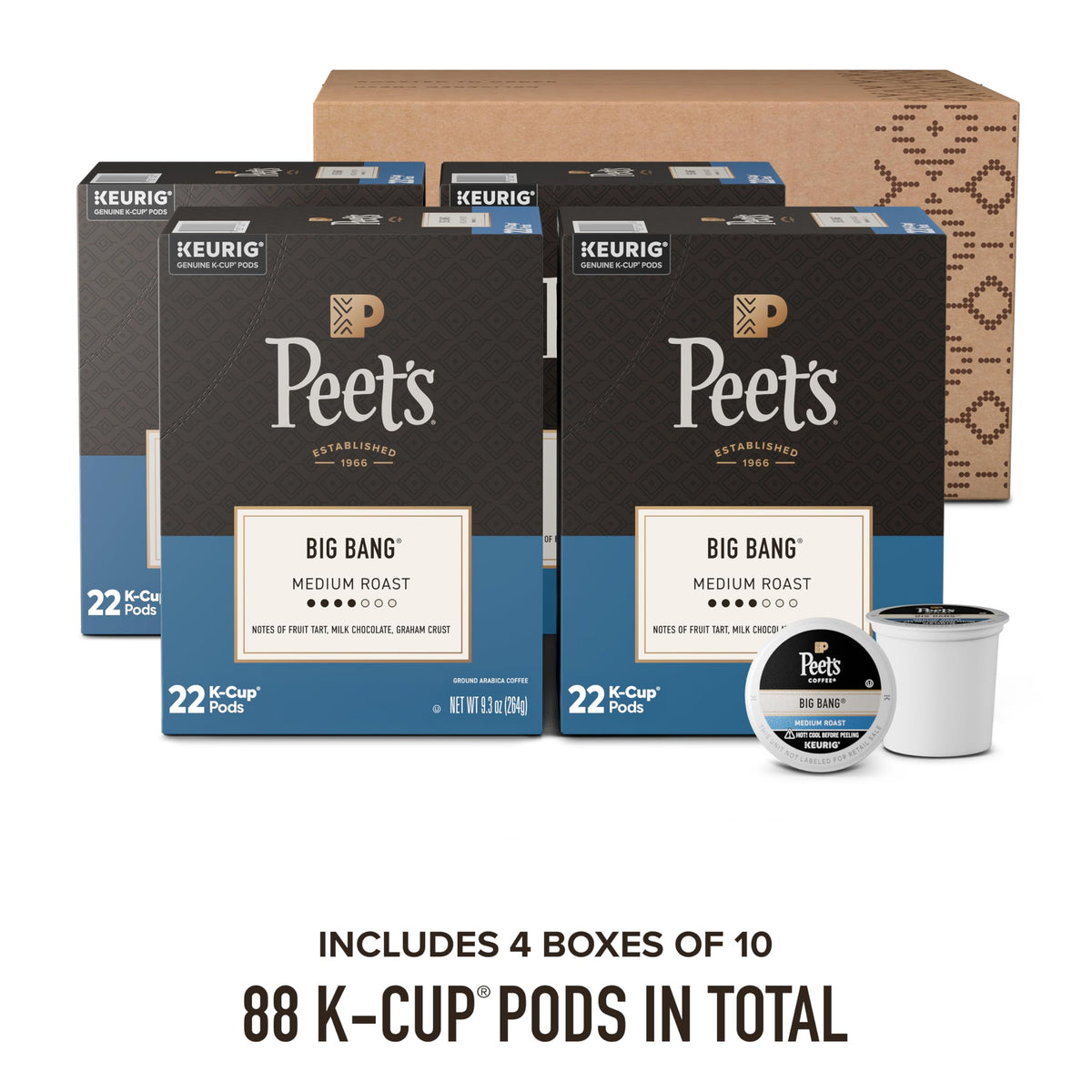 Peet's Big Bang medium-roast pods image highlighting smooth flavor