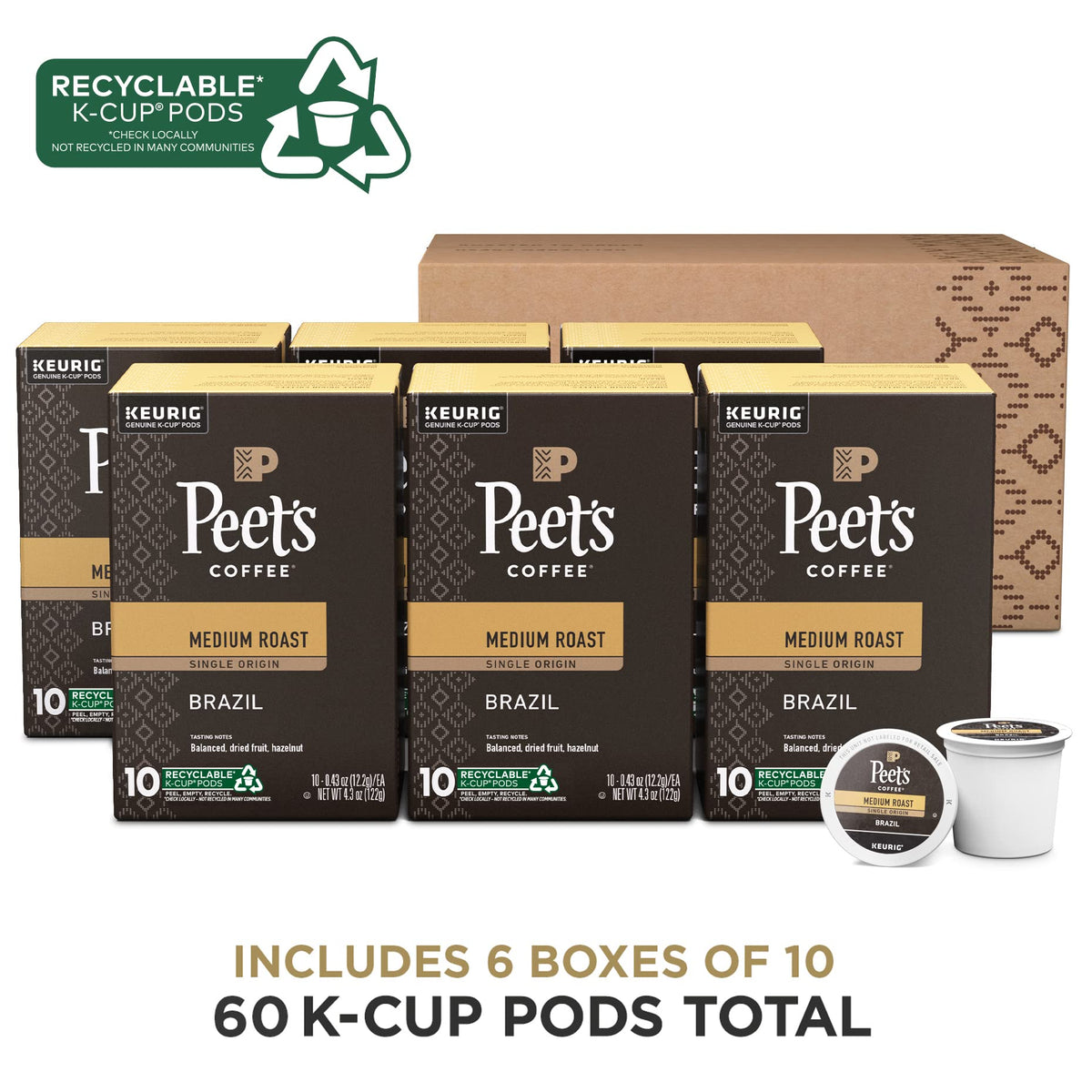 Peet's Coffee 60-count K-Cups pack ready for quick mornings