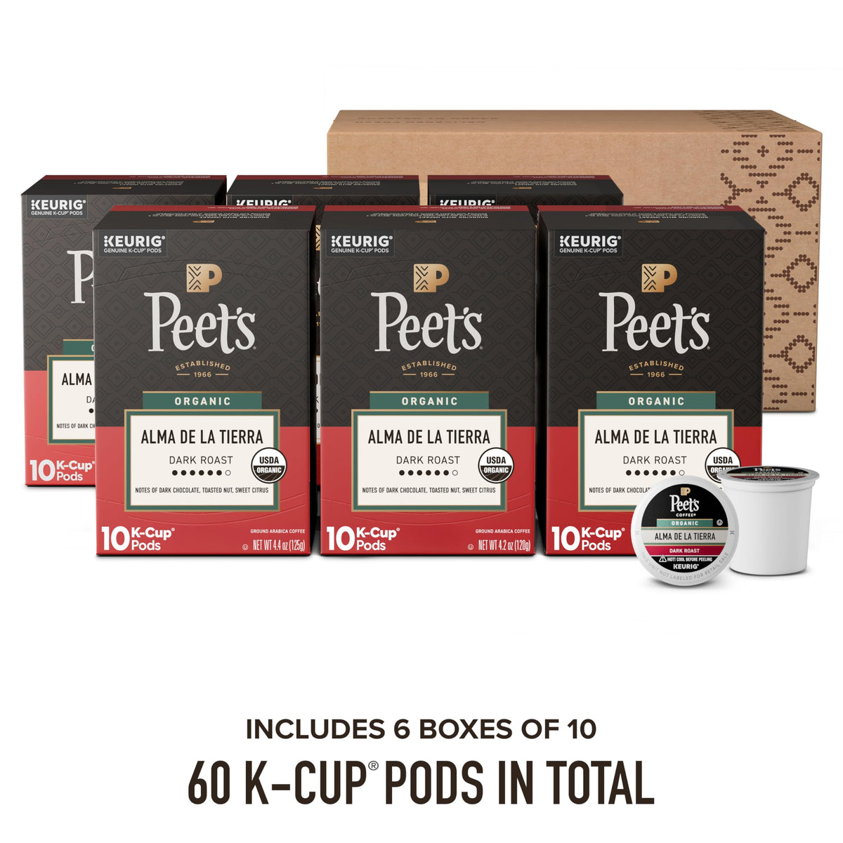 Peet's Alma de la Tierra pod closeup showcases rich roast aroma