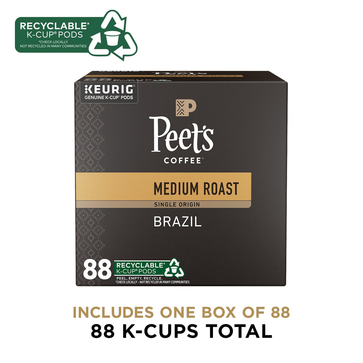 Close-up of Peet's Arabica beans showing hazelnut aroma