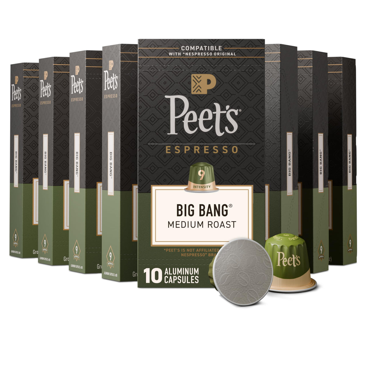 Peet's Big Bang packaging boxes showing convenient multi-pack for home use.