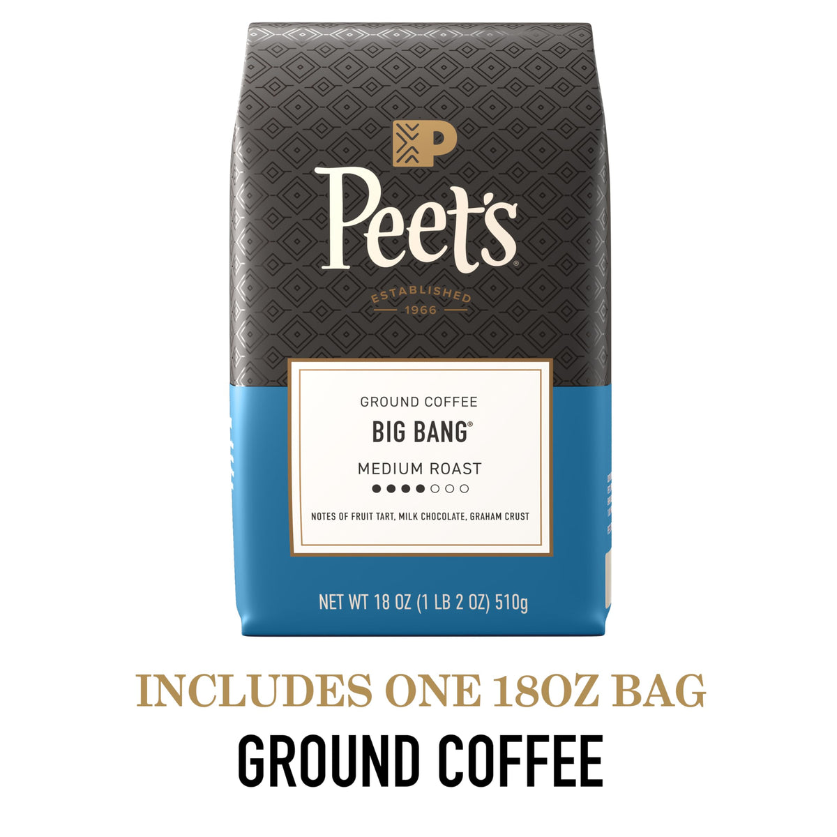 Peet's Big Bang medium roast cup aroma enhances mornings.