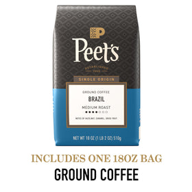 Peet's Brazil beans closeup highlighting aroma for pour-over