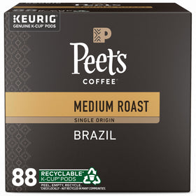 Peet's Brazil-origin K-Cup box with 88 pods for easy brewing